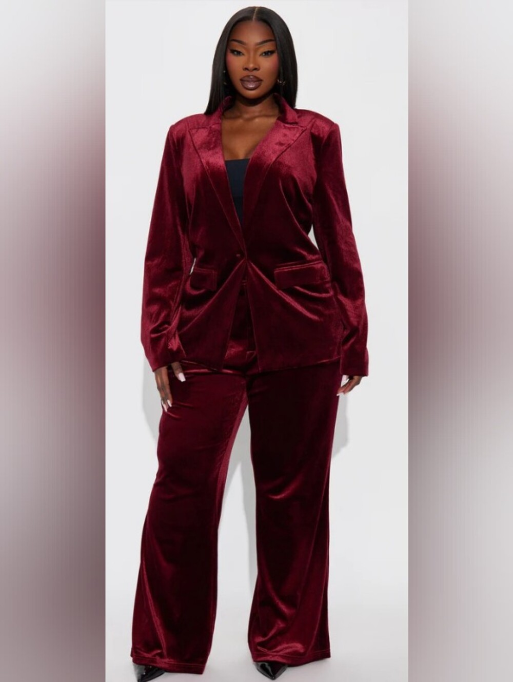 ASH REAL CLOSET SPECIAL: NWOT Velvet Wide-Leg Pant - Burgundy - Picture 2 of 4